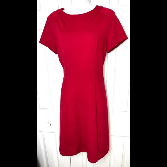 JUDE CONNALLY Stella Shift Sheath Dress Red Ponte Knit Workwear Office Career - Picture 2 of 10